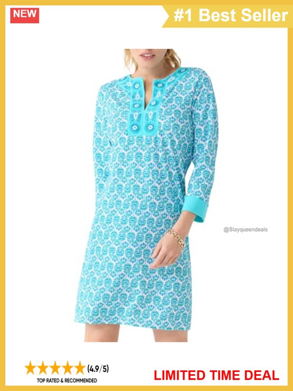 UPF 50+ Nylon/Spandex Tunic Summer Dress Sun Protective Cover-Up